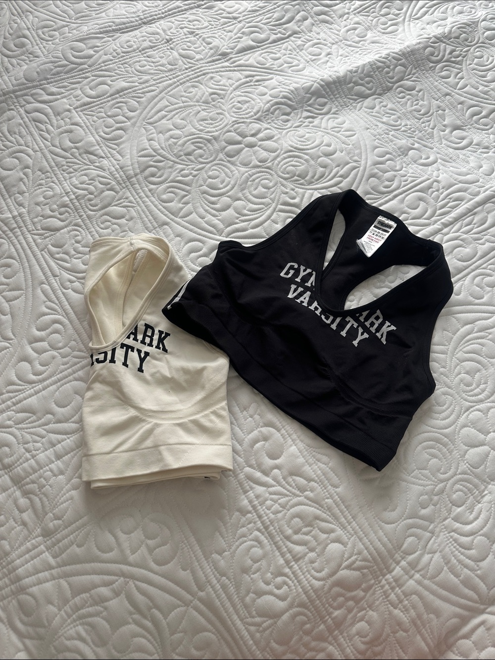 Gymshark Kids Racerback Crop Tops - Black & Cream
